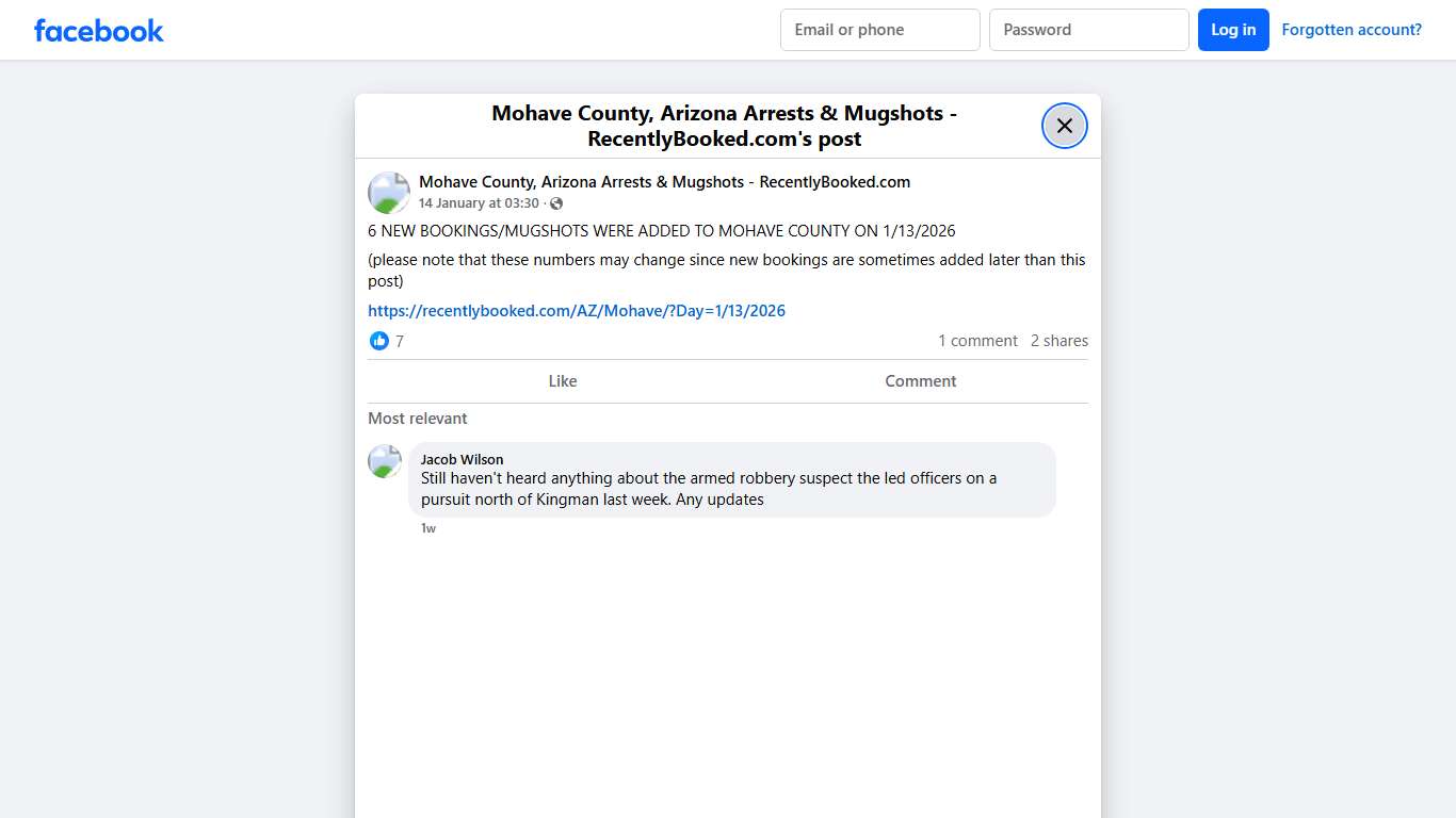 6 NEW BOOKINGS/MUGSHOTS WERE ADDED TO MOHAVE COUNTY ON 1/13/2026 (please note that these numbers may change since new bookings are sometimes added later than this post)... - Mohave County, Arizona Arrests & Mugshots - RecentlyBooked.com Facebook